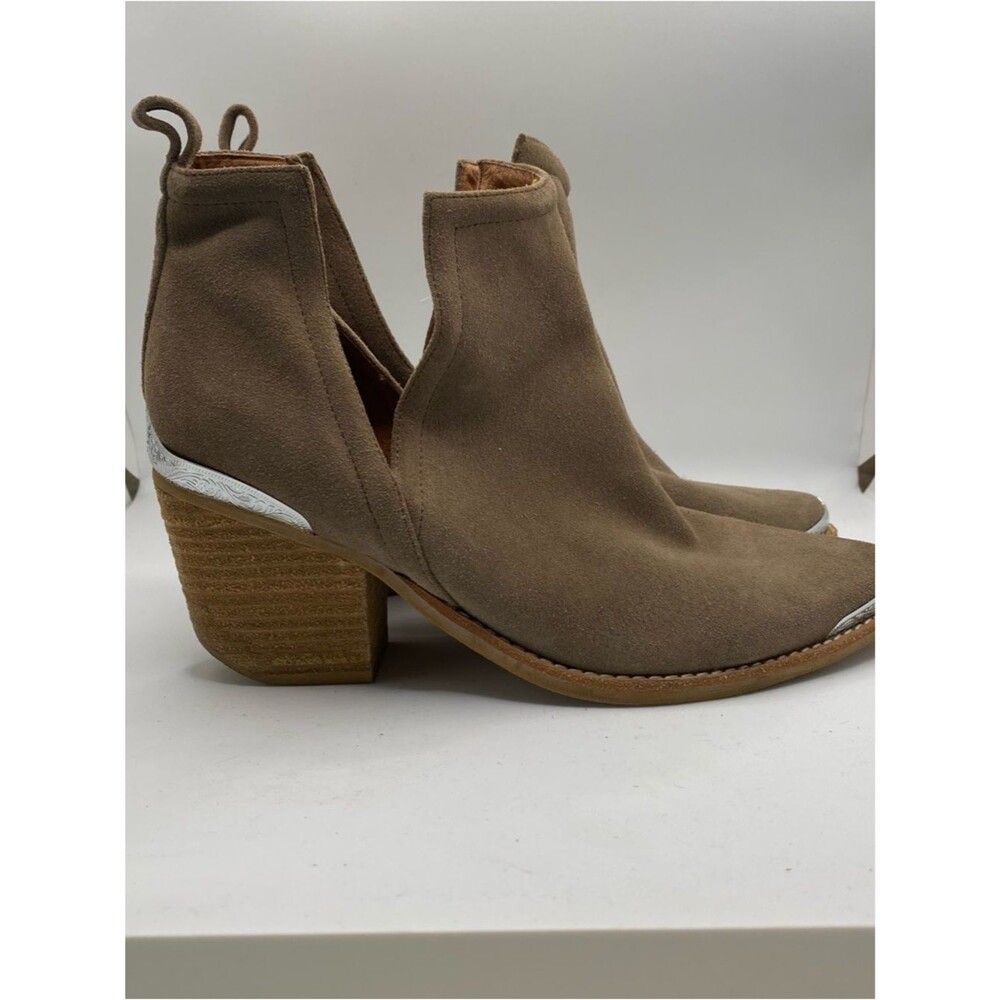 Jeffrey Campbell Cromwell Suede Ankle Boots 9 Taupe Western Coastal Cowgirl Boho